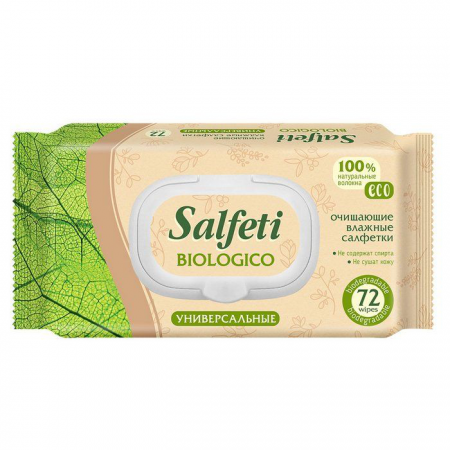 Салфетки влажные SALFETI Eco biologico очищающие 72шт